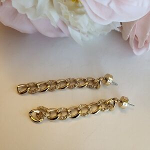 Banana Republic Earrings Dangle Drop Chain Embellished Crystal Goldtone Jewelry